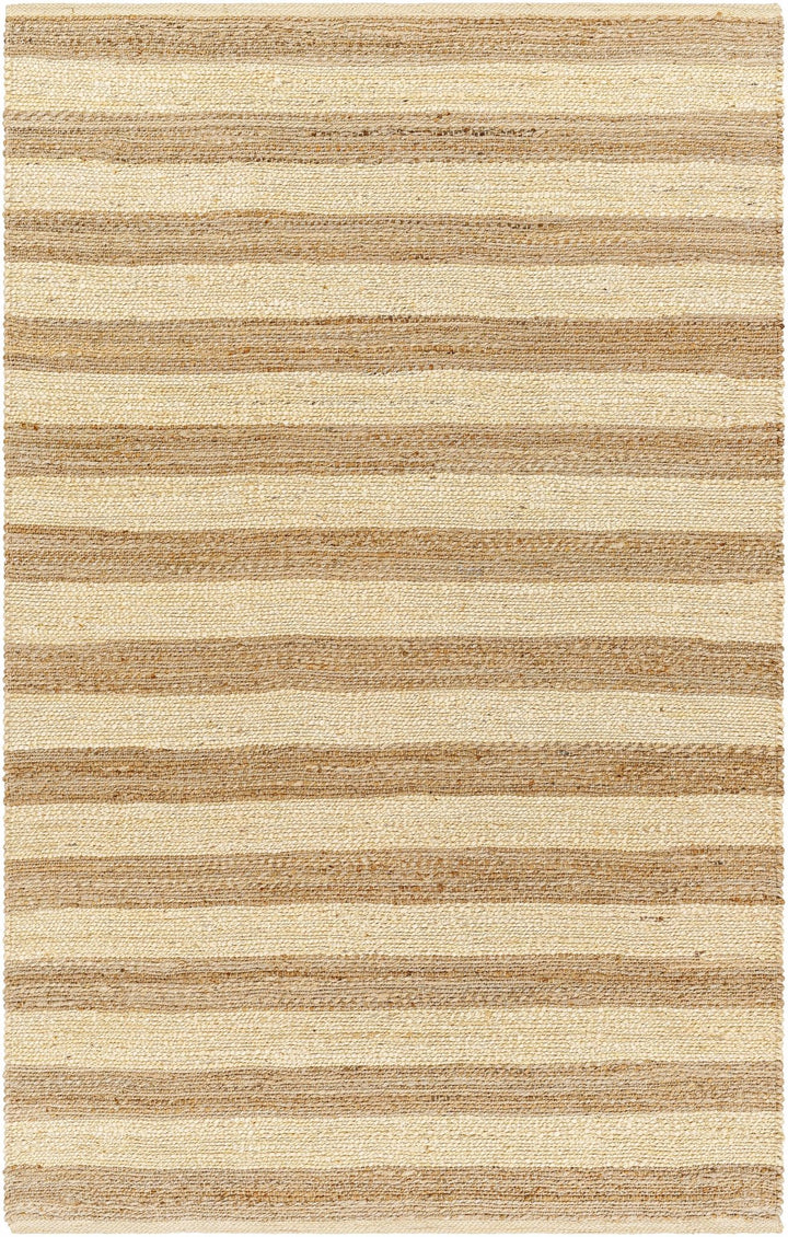 Ilkay Modern Stripe Design Tan Hand Woven Jute Area Rug - The Rug Decor