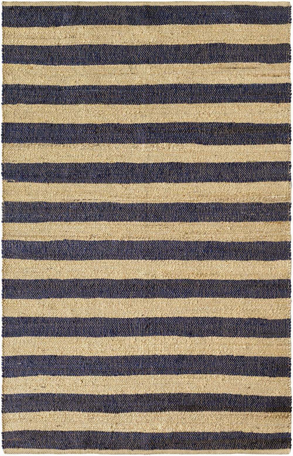 Ilkay Modern Stripes Beige And Black Jute Area Rug - The Rug Decor
