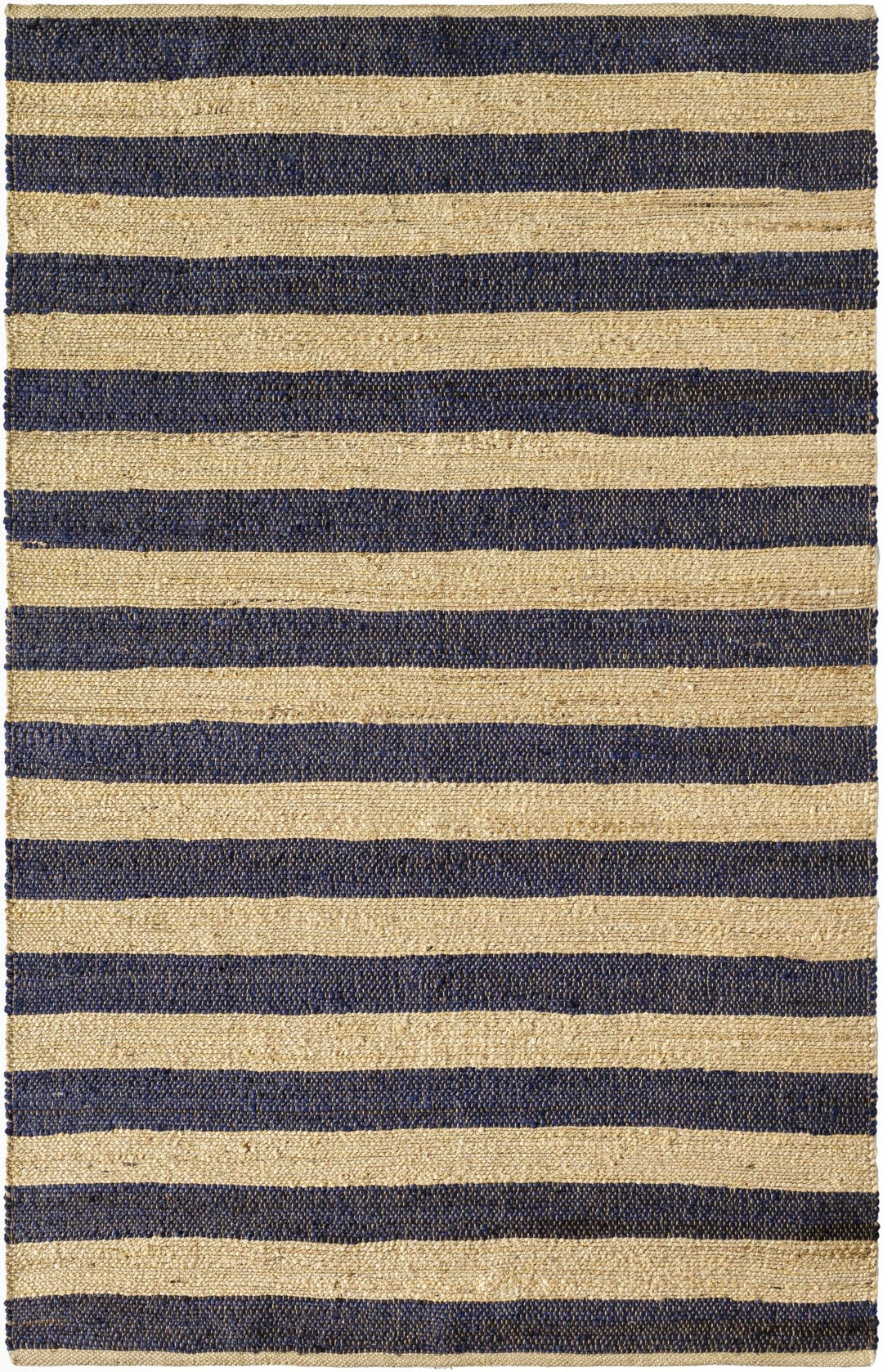 Ilkay Modern Stripes Beige And Black Jute Area Rug - The Rug Decor
