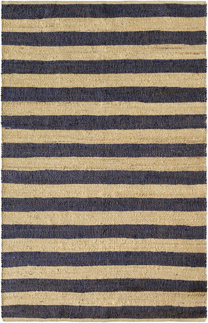 Ilkay Modern Stripes Beige And Black Jute Area Rug - The Rug Decor