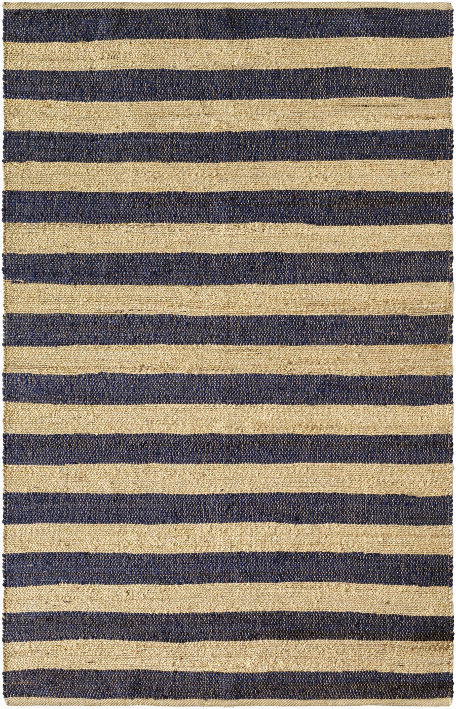 Ilkay Modern Stripes Beige And Black Jute Area Rug - The Rug Decor