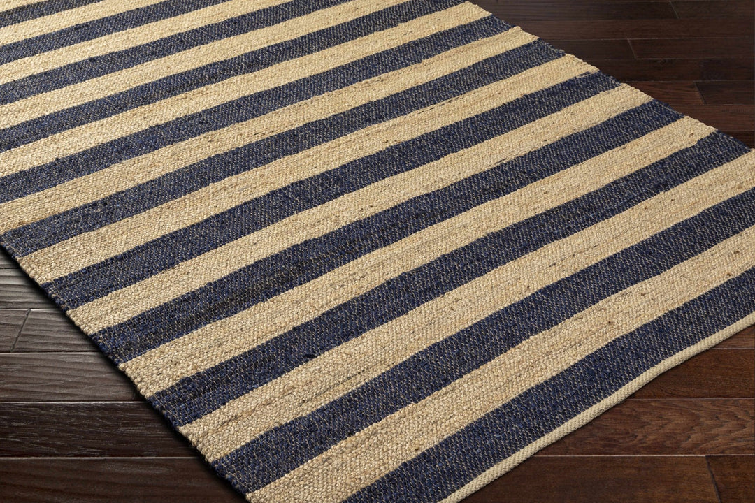 Ilkay Modern Stripes Beige And Black Jute Area Rug - The Rug Decor