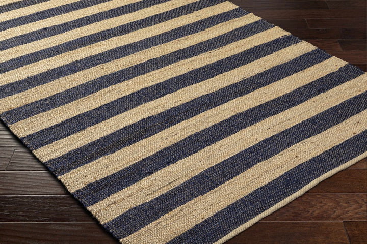 Ilkay Modern Stripes Beige And Black Jute Area Rug - The Rug Decor
