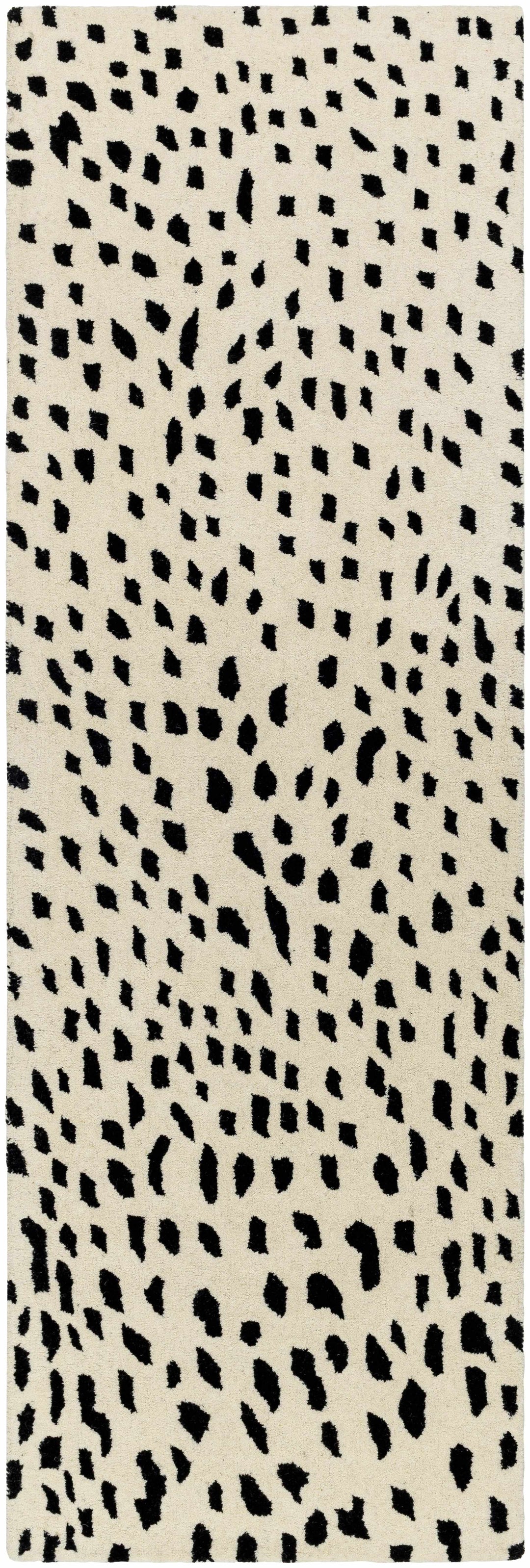 Athena Leopard Pattern White And Black Hand Tufted Wool Area Rug