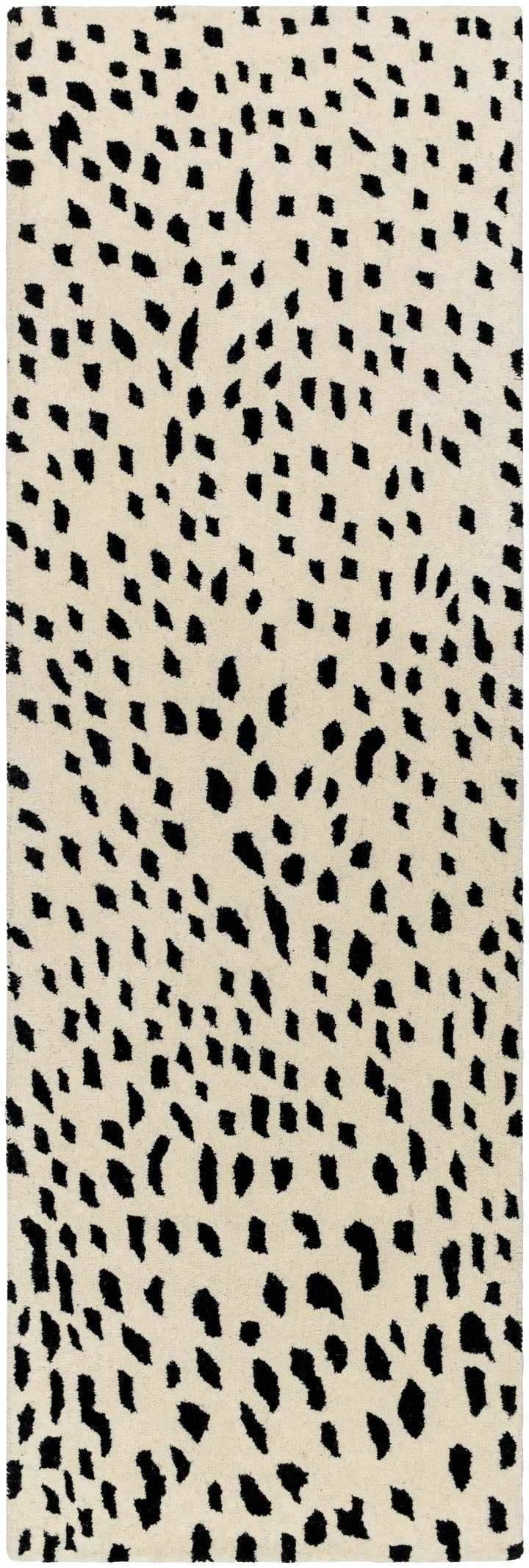 Athena Leopard Pattern White And Black Hand Tufted Wool Area Rug
