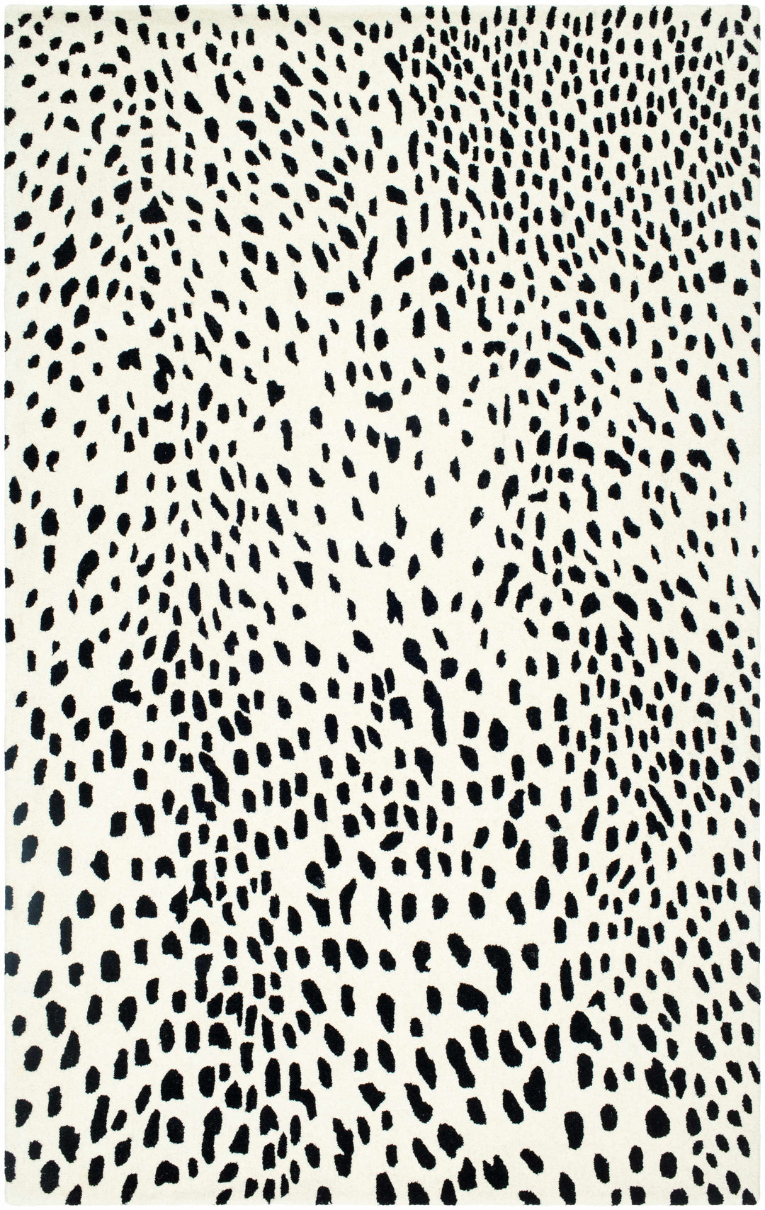 Athena Leopard Pattern White And Black Hand Tufted Wool Area Rug
