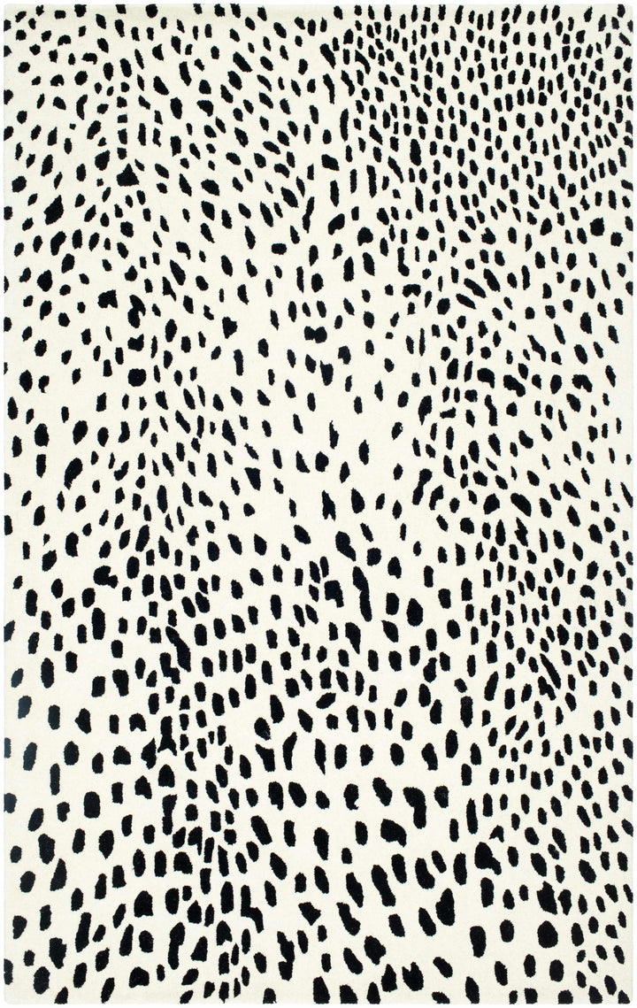 Athena Leopard Pattern White And Black Hand Tufted Wool Area Rug