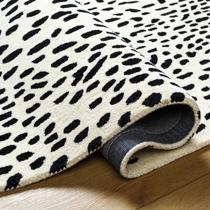 Athena Leopard Pattern White And Black Hand Tufted Wool Area Rug