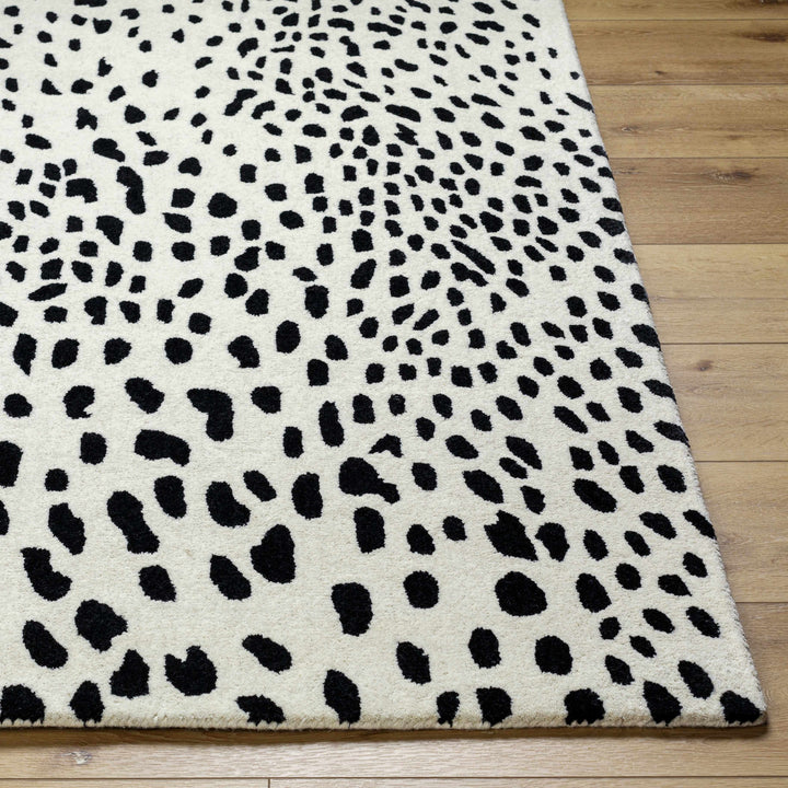 Athena Leopard Pattern White And Black Hand Tufted Wool Area Rug