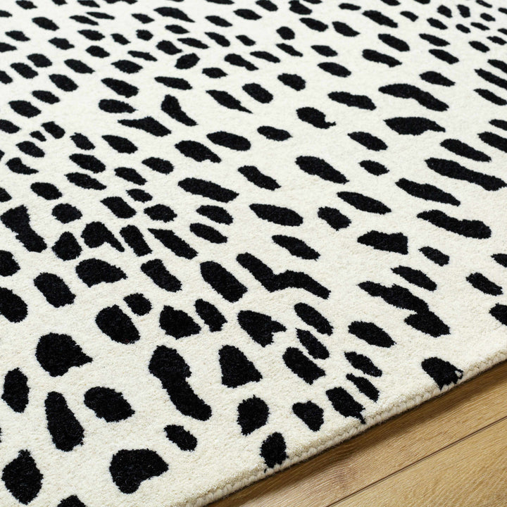 Athena Leopard Pattern White And Black Hand Tufted Wool Area Rug