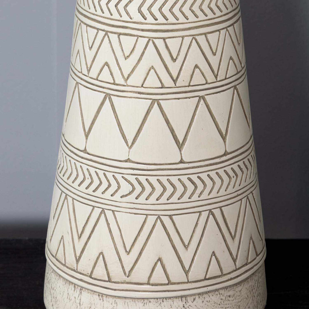 Camaligan Tan & Cream Resin Table Lamp – Transitional Bohemian Accent Lighting with Linen Shade