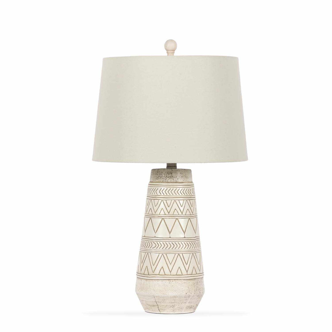 Camaligan Tan & Cream Resin Table Lamp – Transitional Bohemian Accent Lighting with Linen Shade