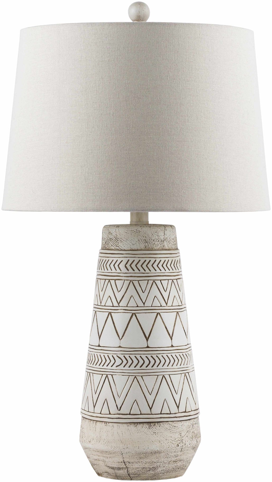 Camaligan Tan & Cream Resin Table Lamp – Transitional Bohemian Accent Lighting with Linen Shade