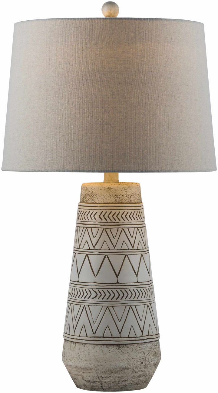 Camaligan Tan & Cream Resin Table Lamp – Transitional Bohemian Accent Lighting with Linen Shade