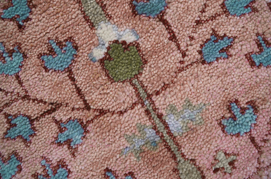 In stock 3x9 Tree of life Pink And Olive Hand Knotted Wool Rug - The Rug Decor