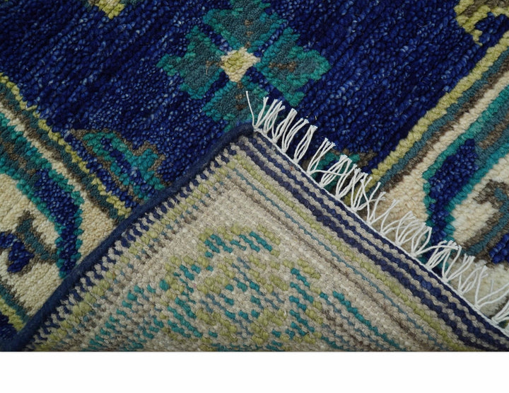 In Stock Khotan Design Blue And Beige Hand Knotted 4x6 Wool Rug - The Rug Decor