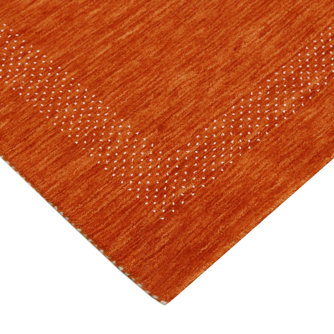 In Stock Orange Contemporary Center Pattern Hand Loomed Wool Rug - The Rug Decor