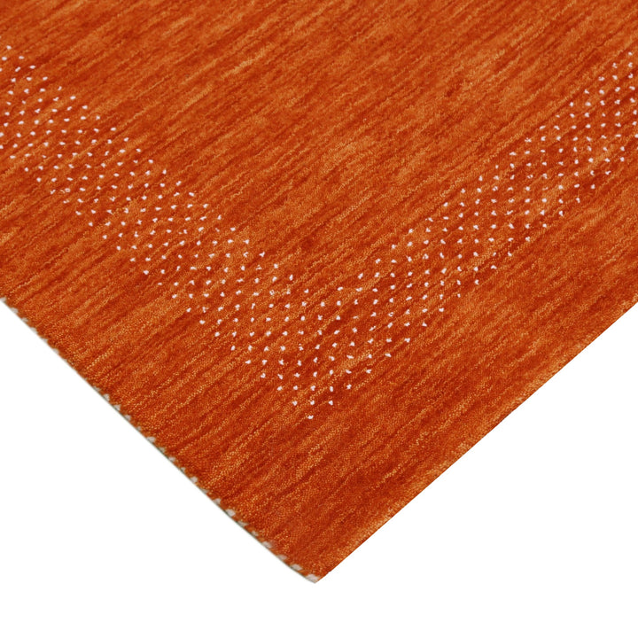 In Stock Orange Contemporary Center Pattern Hand Loomed Wool Rug - The Rug Decor