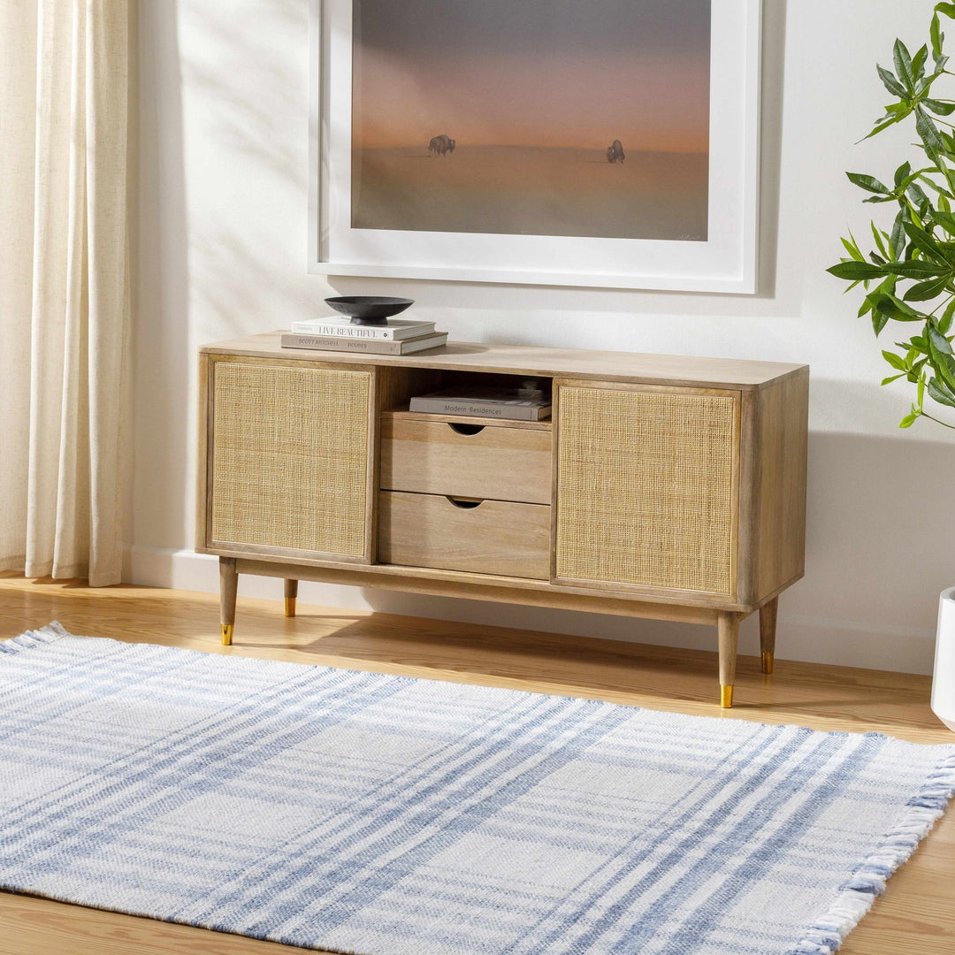Inara Contemporary Style Blue And White Area Rug - The Rug Decor