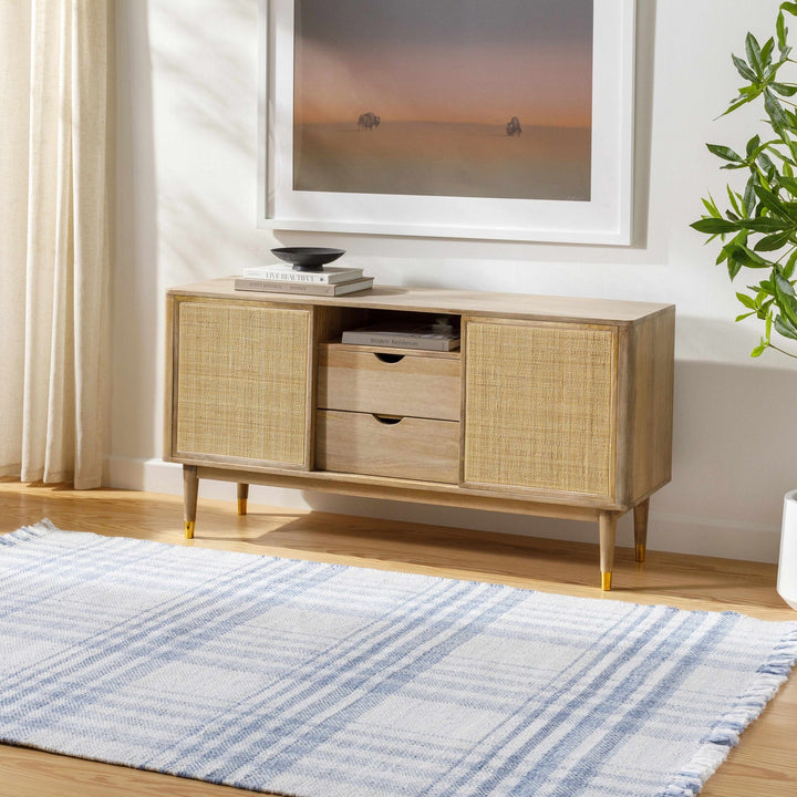 Inara Contemporary Style Blue And White Area Rug - The Rug Decor