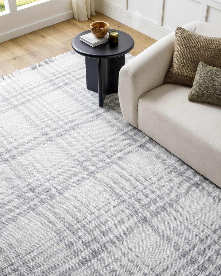 Inara Modern Gray Plaid Design Area Rug - The Rug Decor