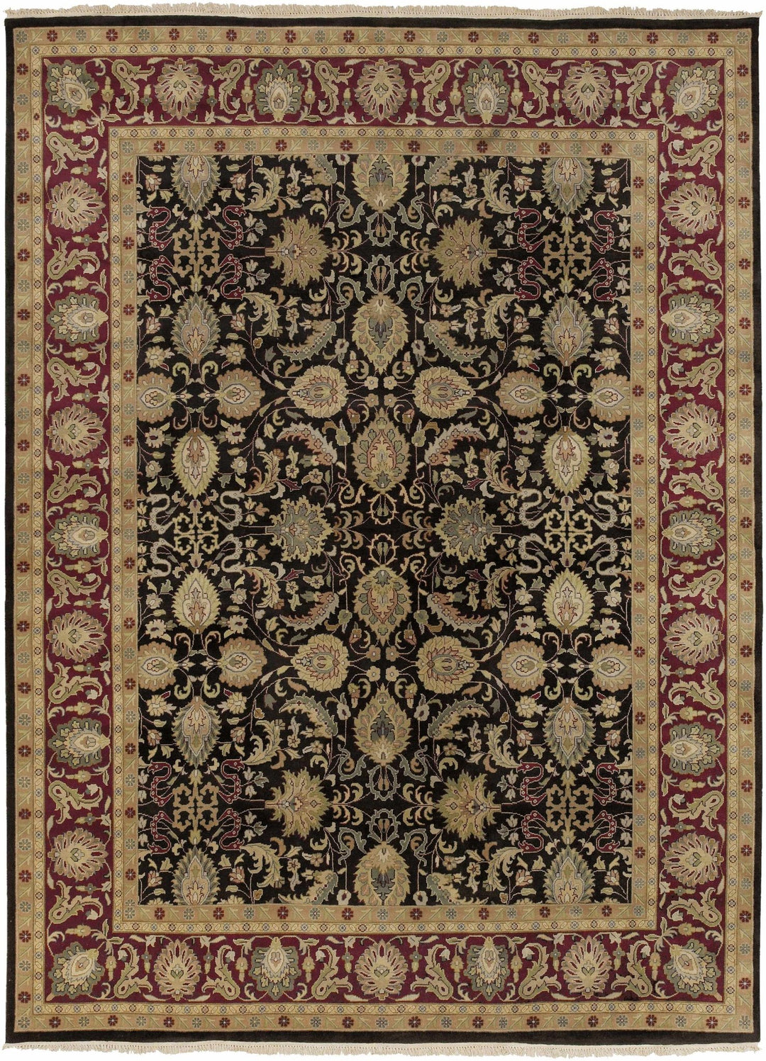 Inglefield Black Traditional Floral Design Hand Knotted Area Rug - The Rug Decor