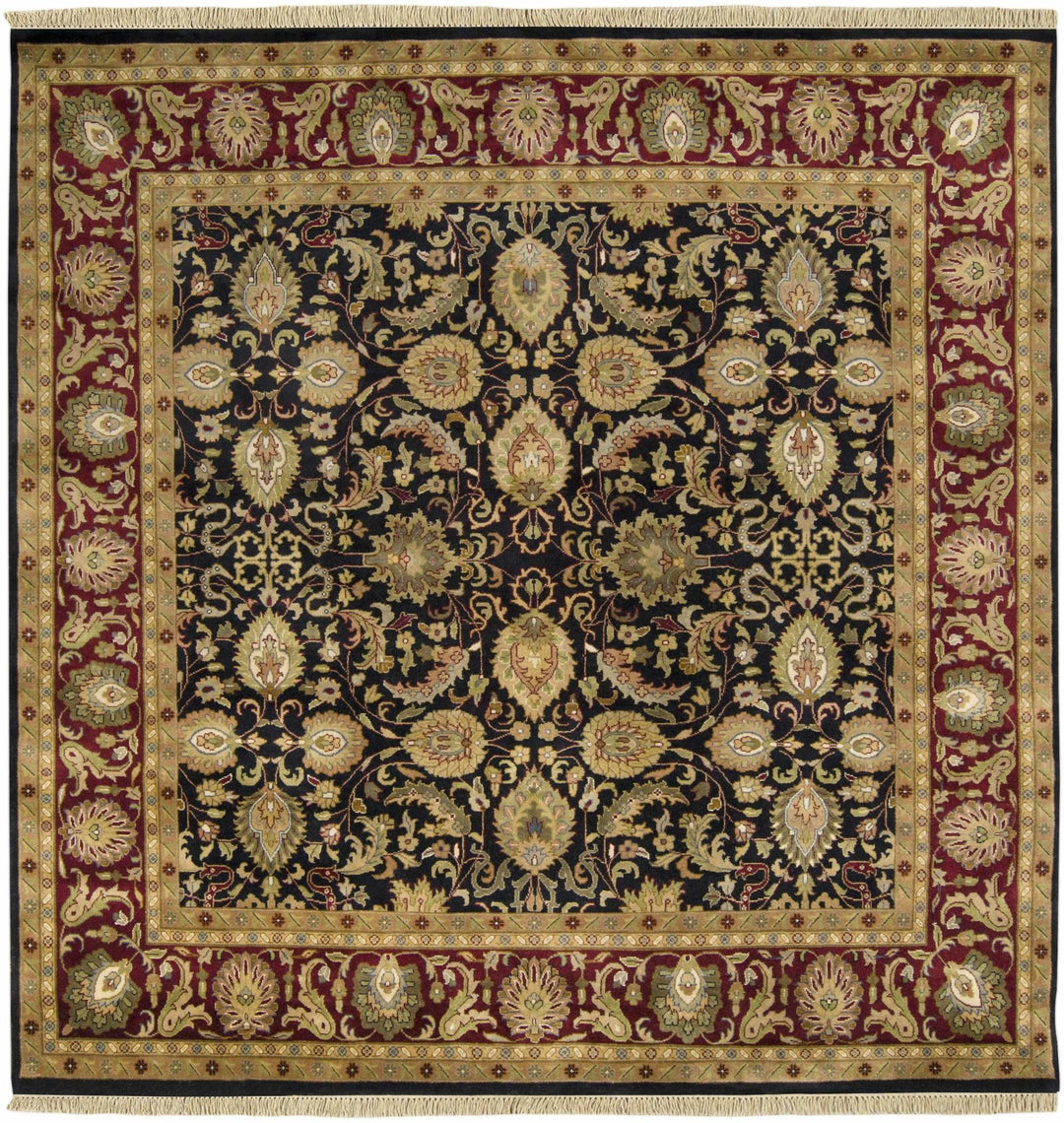 Inglefield Black Traditional Floral Design Hand Knotted Area Rug - The Rug Decor