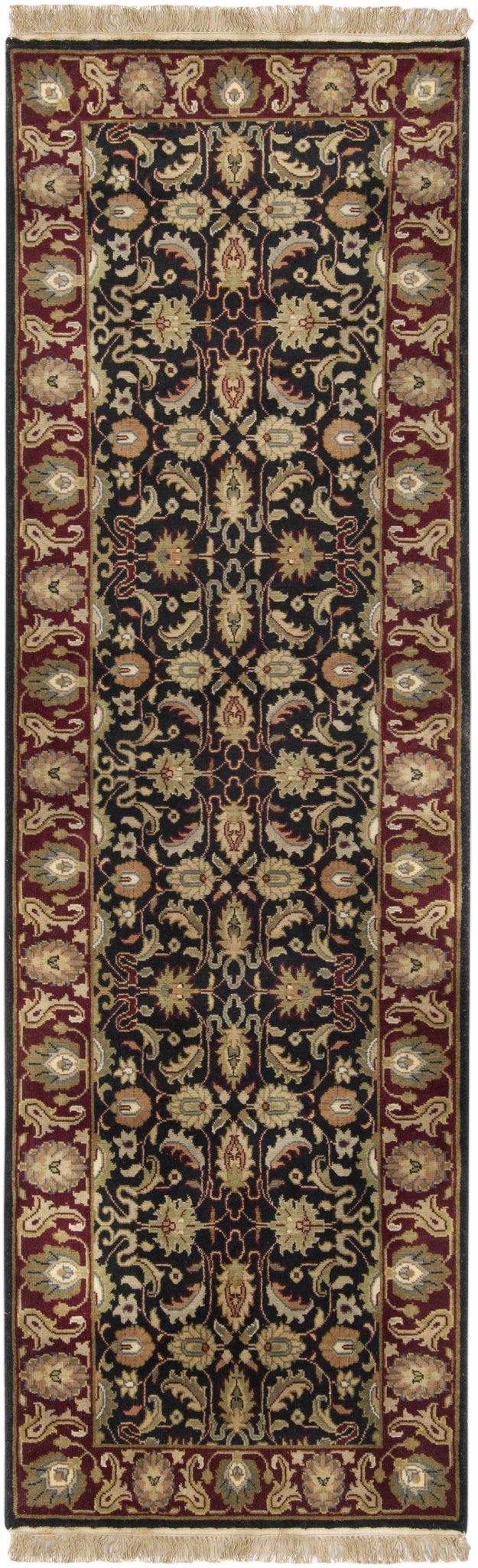 Inglefield Black Traditional Floral Design Hand Knotted Area Rug - The Rug Decor