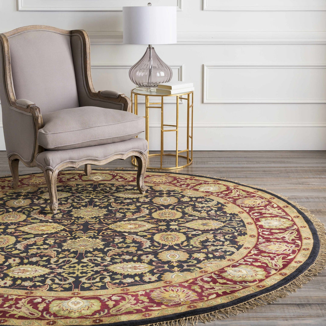 Inglefield Black Traditional Floral Design Hand Knotted Area Rug - The Rug Decor