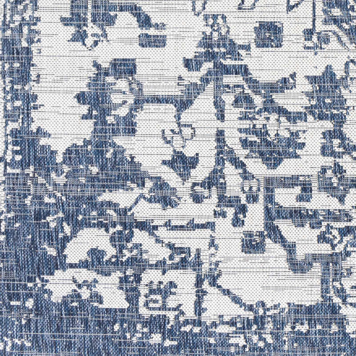 Inkberrow Blue And Ivory Traditional Style Indoor Outdoor Area Rug