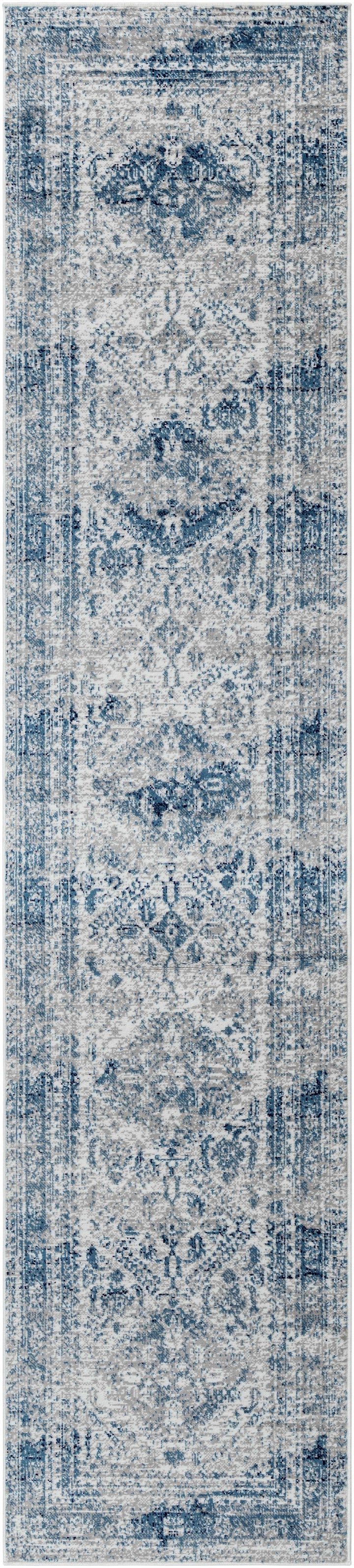 Inkom Traditional Style Ivory And Blue Area Rug