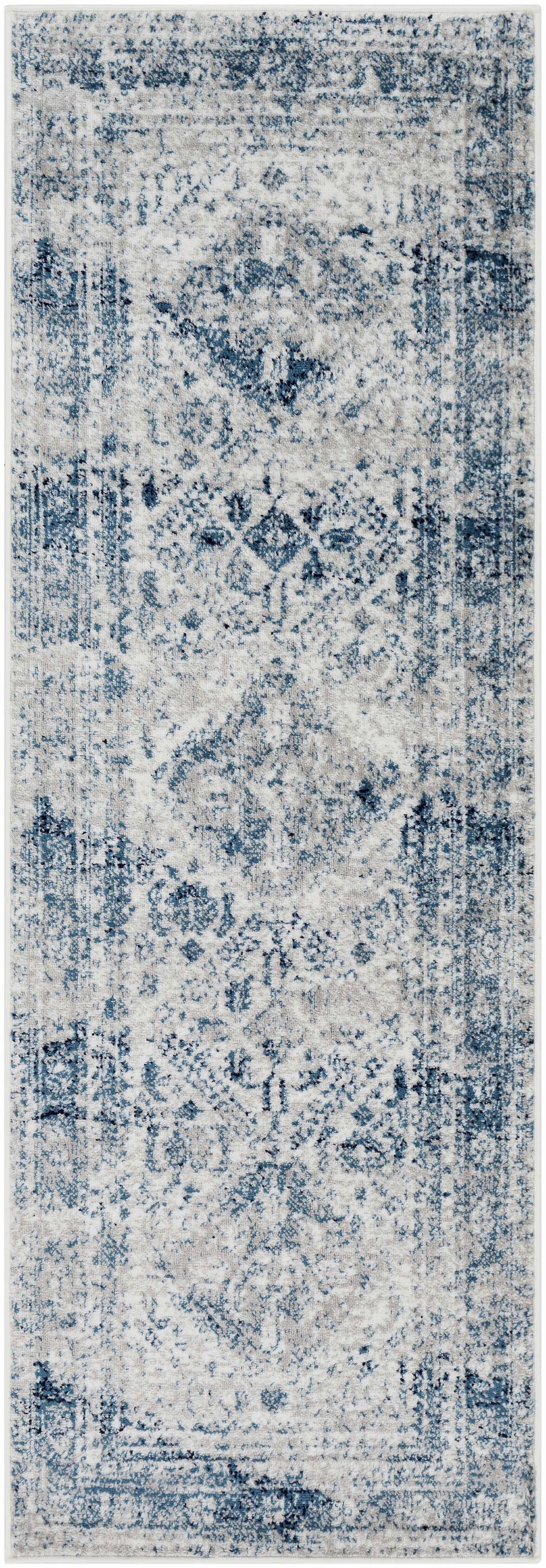 Inkom Traditional Style Ivory And Blue Area Rug