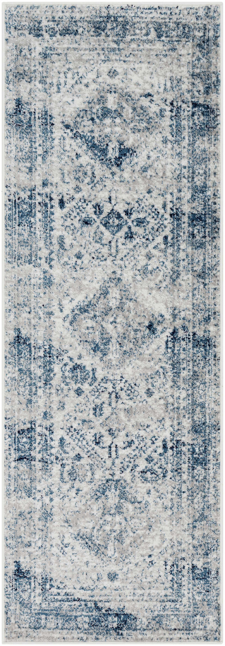 Inkom Traditional Style Ivory And Blue Area Rug