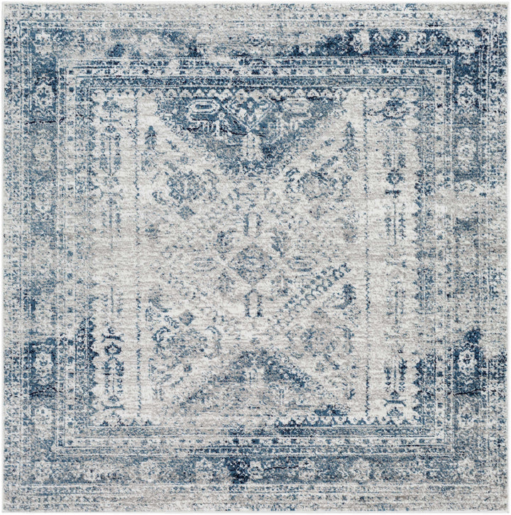 Inkom Traditional Style Ivory And Blue Area Rug