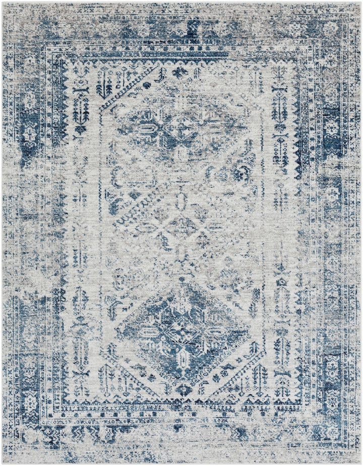 Inkom Traditional Style Ivory And Blue Area Rug