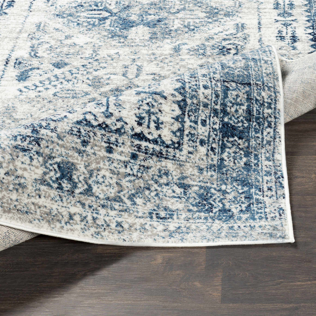 Inkom Traditional Style Ivory And Blue Area Rug