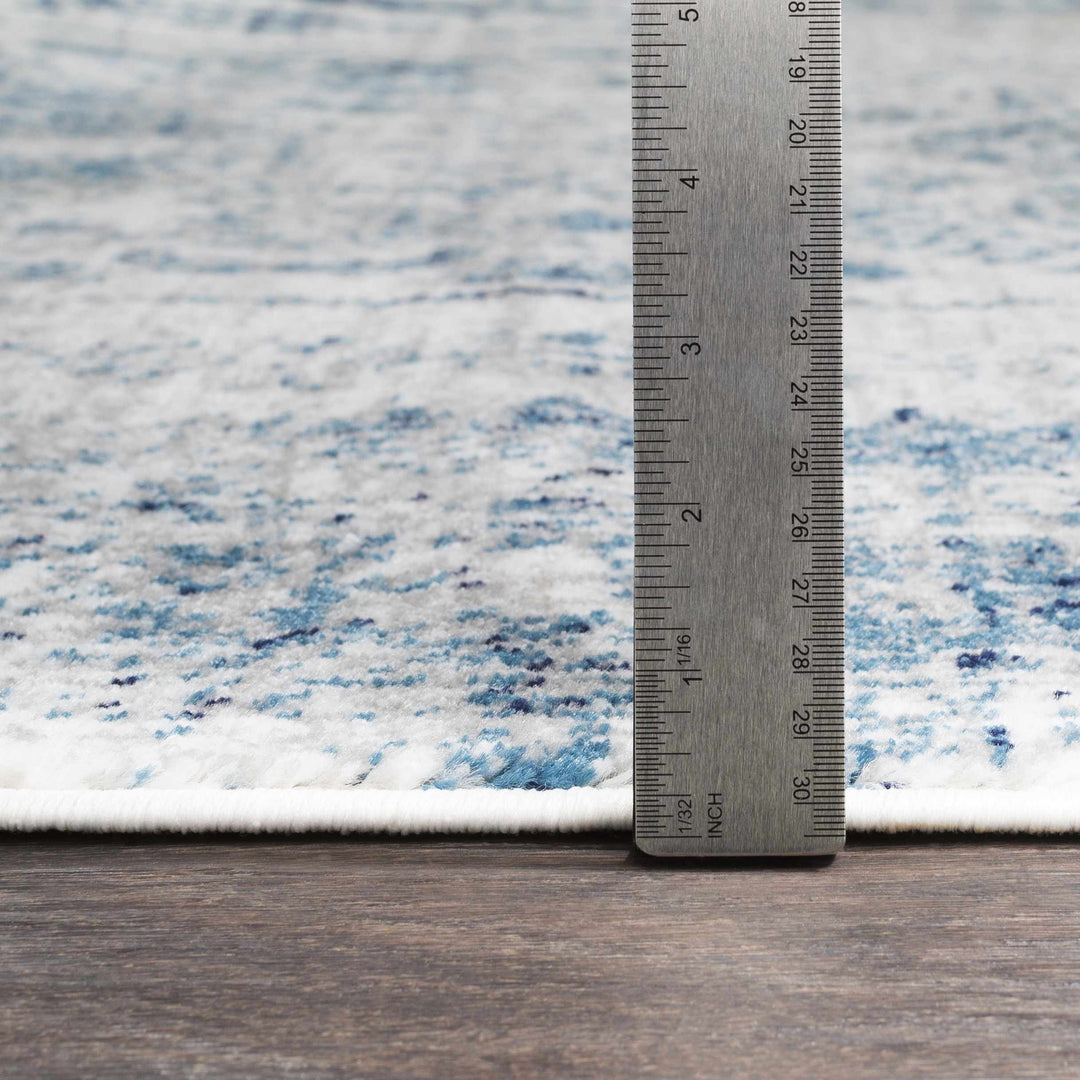 Inkom Traditional Style Ivory And Blue Area Rug
