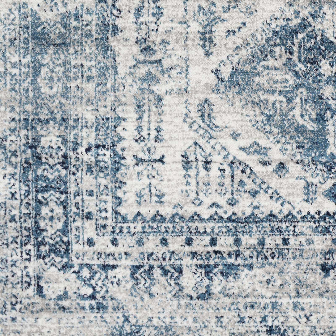 Inkom Traditional Style Ivory And Blue Area Rug