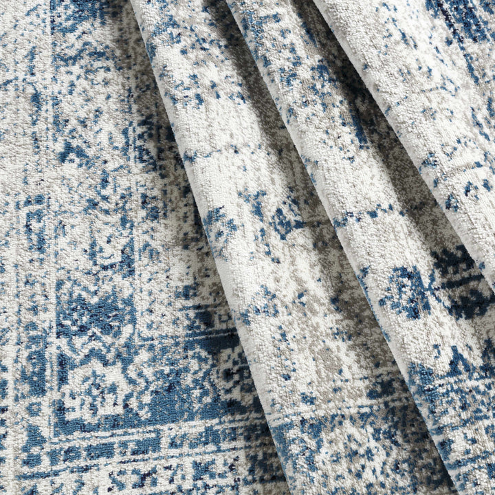Inkom Traditional Style Ivory And Blue Area Rug