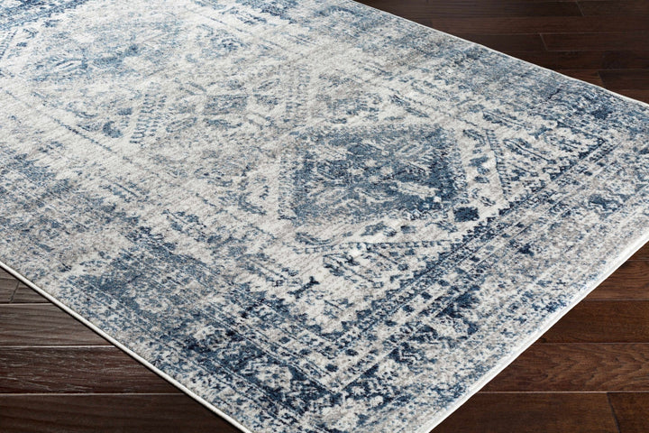 Inkom Traditional Style Ivory And Blue Area Rug - The Rug Decor