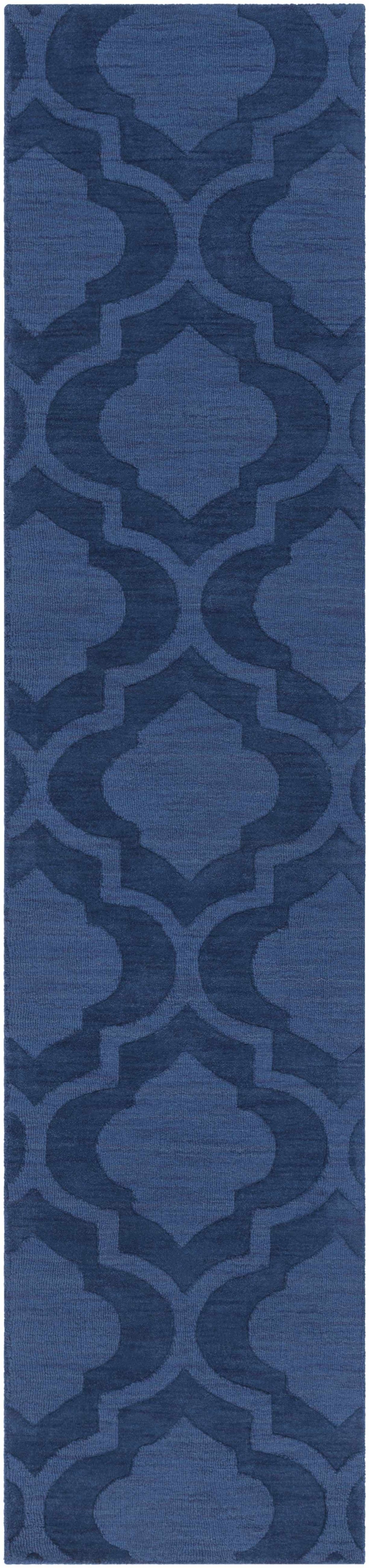 Institute Blue Contemporary Style Wool Area Rug