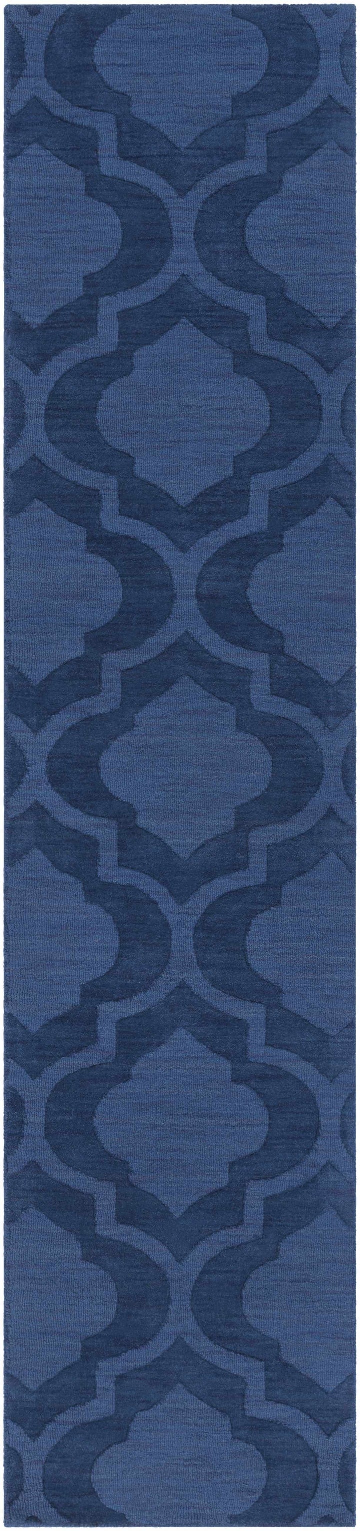 Institute Blue Contemporary Style Wool Area Rug