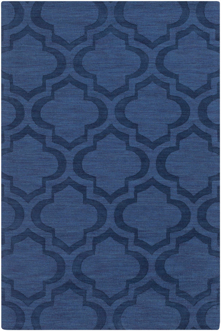 Institute Blue Contemporary Style Wool Area Rug