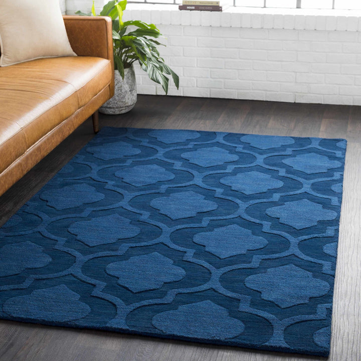 Institute Blue Contemporary Style Wool Area Rug - The Rug Decor