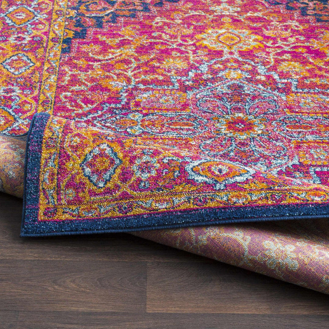 Inverkeithing Traditional Pink And Navy Area Rug - The Rug Decor