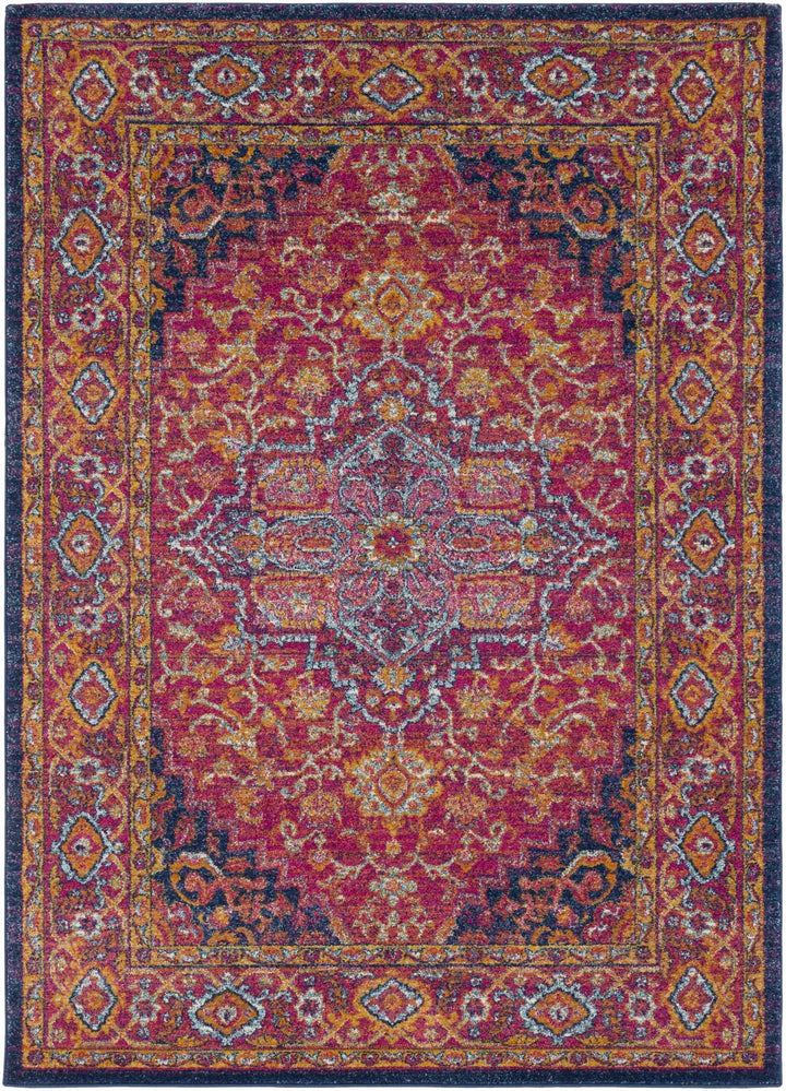 Inverkeithing Traditional Pink And Navy Area Rug - The Rug Decor