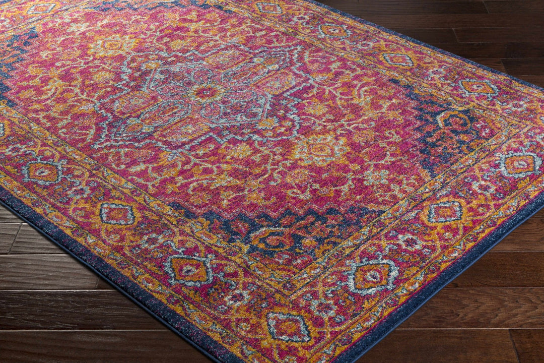 Inverkeithing Traditional Pink And Navy Area Rug - The Rug Decor