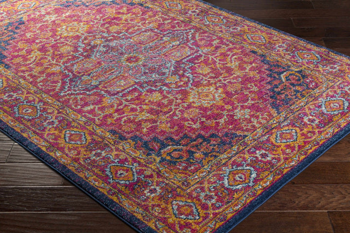 Inverkeithing Traditional Pink And Navy Area Rug - The Rug Decor