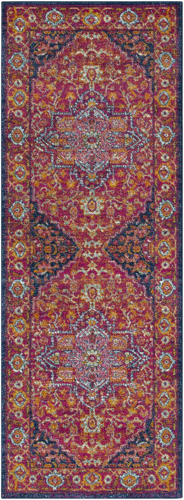Inverkeithing Traditional Pink And Navy Area Rug - The Rug Decor