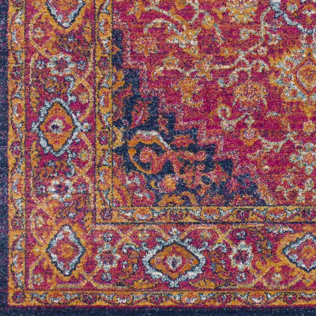 Inverkeithing Traditional Pink And Navy Area Rug - The Rug Decor